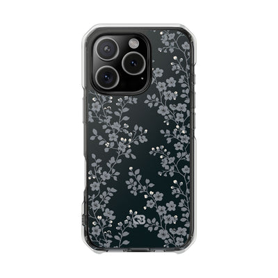 Black Impact MagSafe Phone Case for iPhone - Midnight Slate Blossom