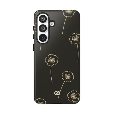 Black Tough Phone Case for Samsung - Obsidian Sand Petals