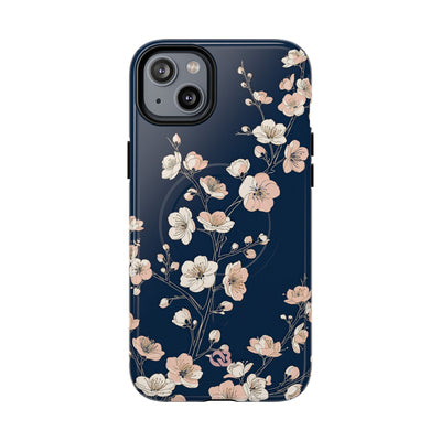 Blue Tough 2.0 Magsafe Phone Case for iPhone - Midnight Peach Sakura
