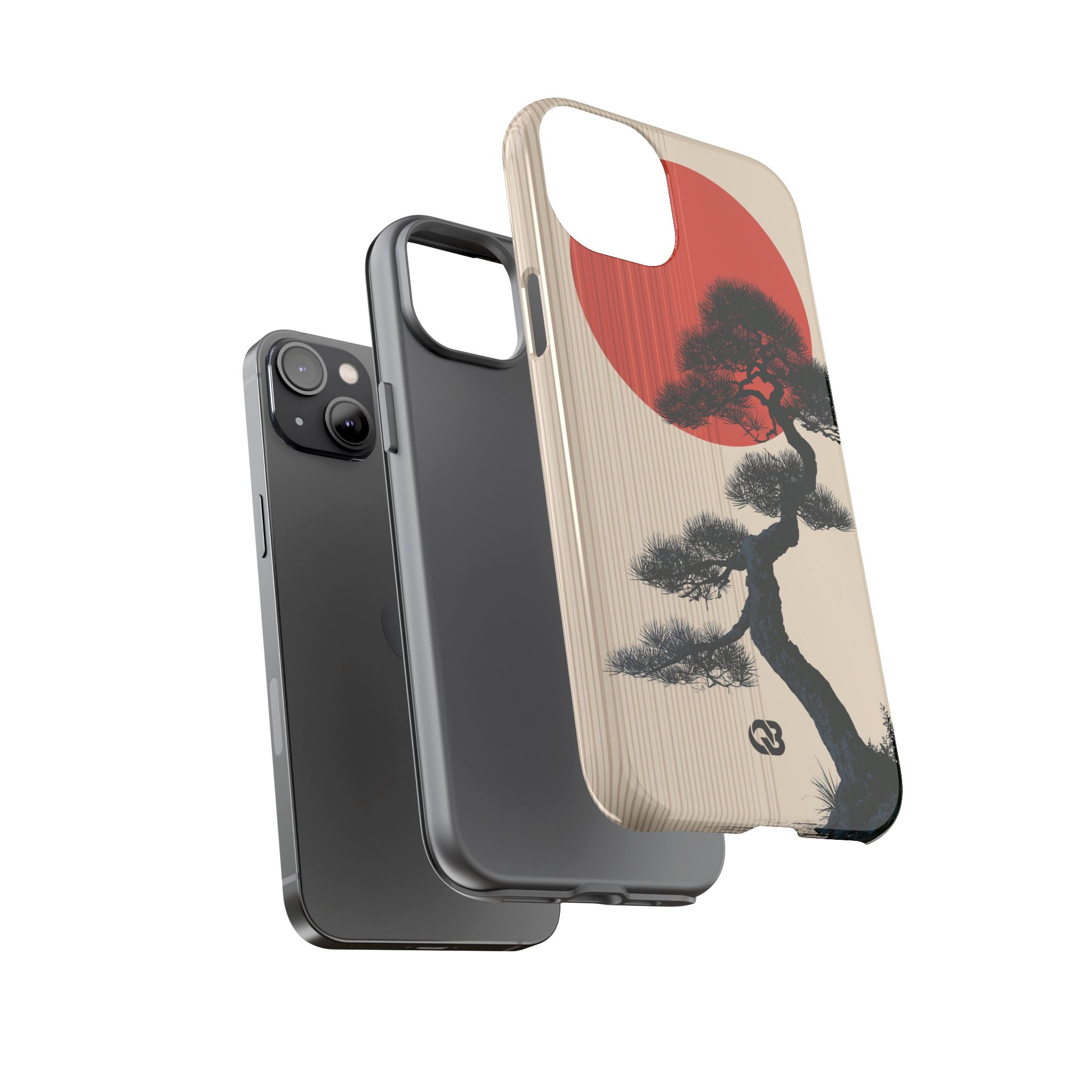 Beige Tough Phone Case for iPhone - Kyoto Crimson Pine