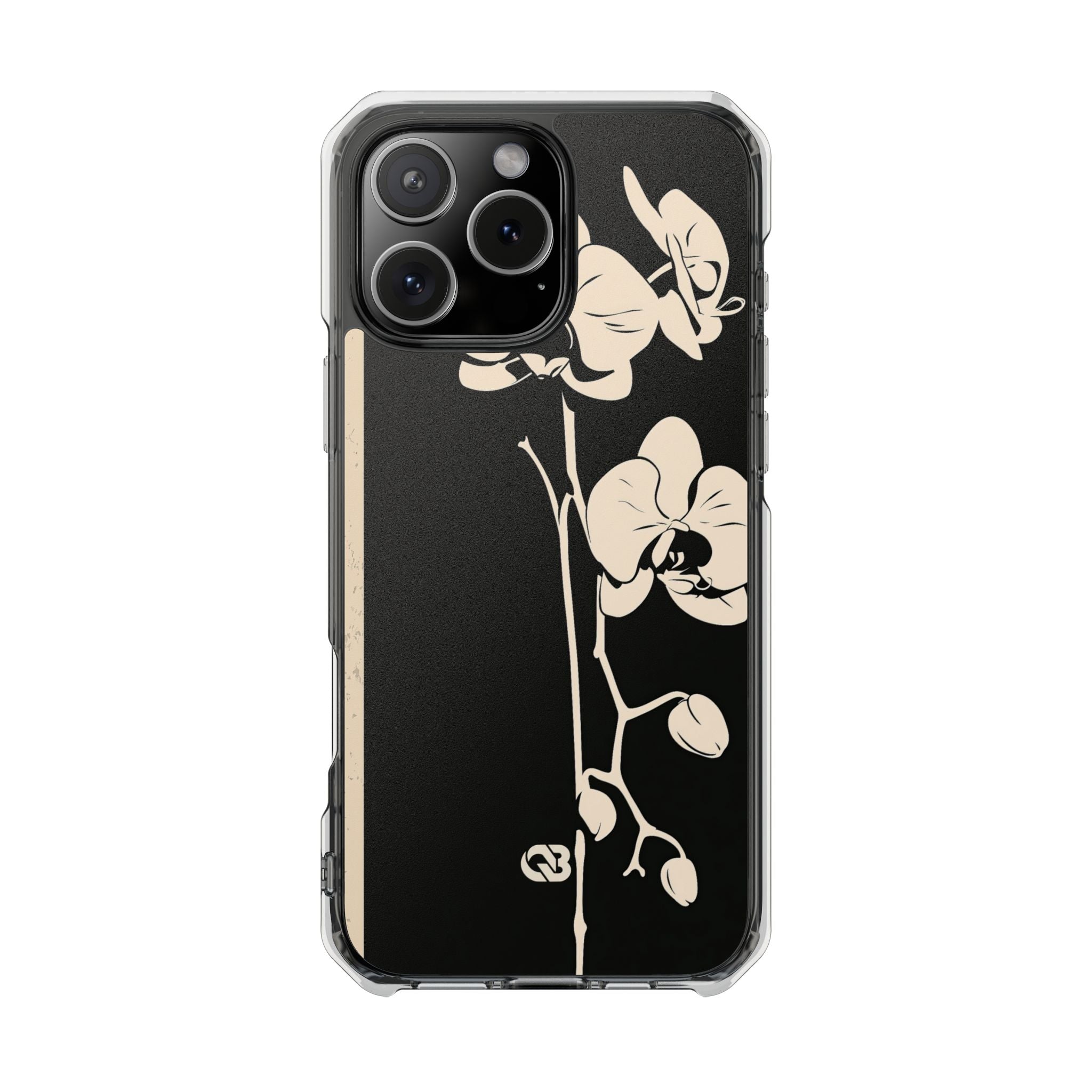 Black Impact MagSafe Phone Case for iPhone - Obsidian Bone Orchid