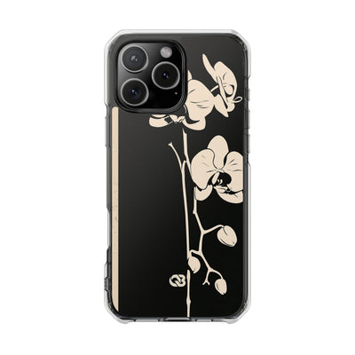Black Impact MagSafe Phone Case for iPhone - Obsidian Bone Orchid