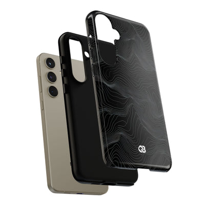 Black Tough Phone Case for Samsung - Obsidian Topo Wireframe