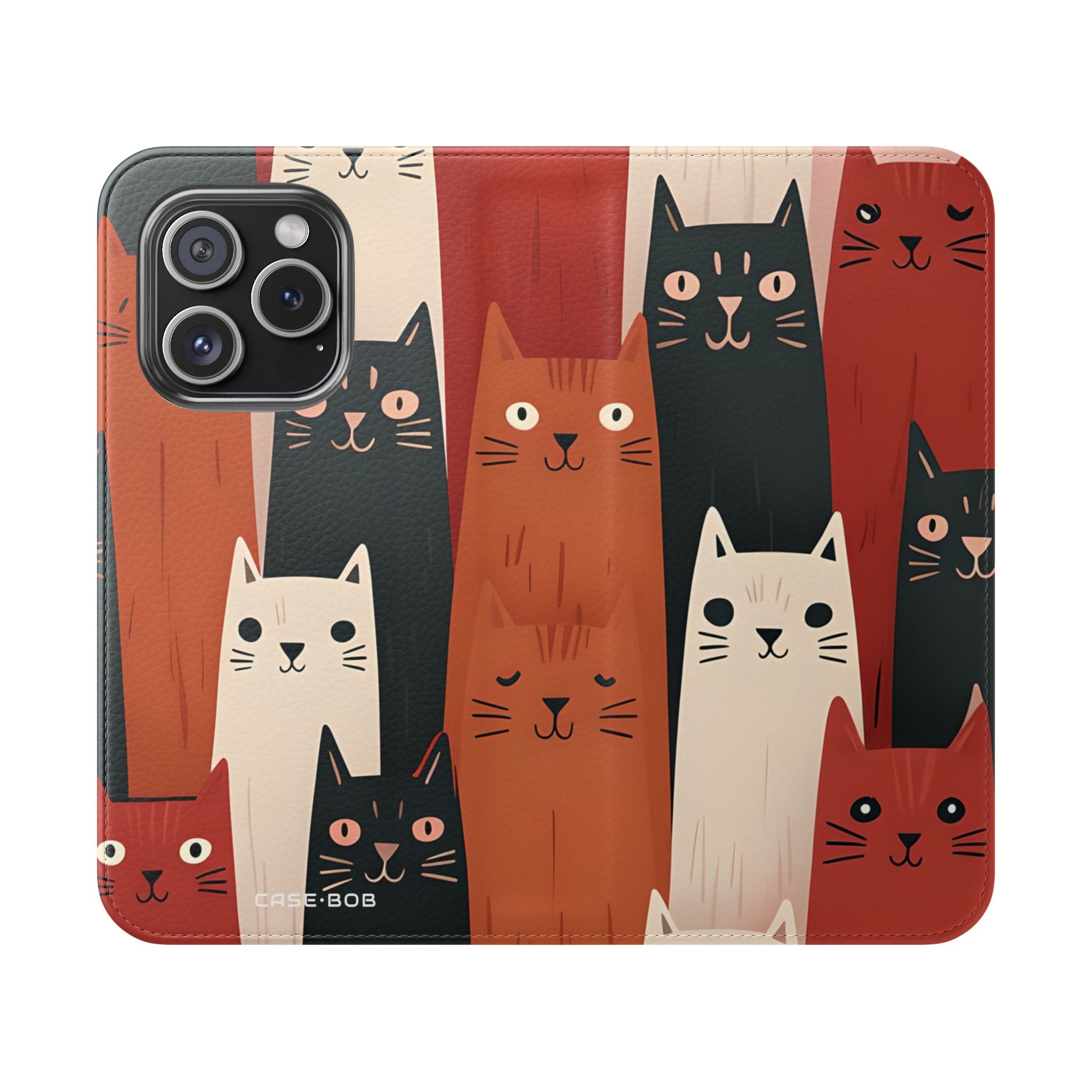 Kat Kolommen Oranje - iPhone 15 Pro Case - Portemonnee