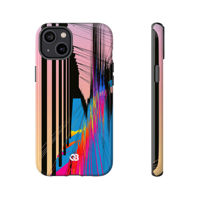 Blue Tough Phone Case for iPhone - Fractured Data Skyline