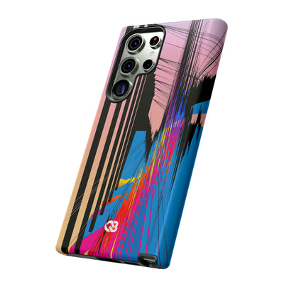 Blue Tough Phone Case for Samsung - Fractured Data Skyline