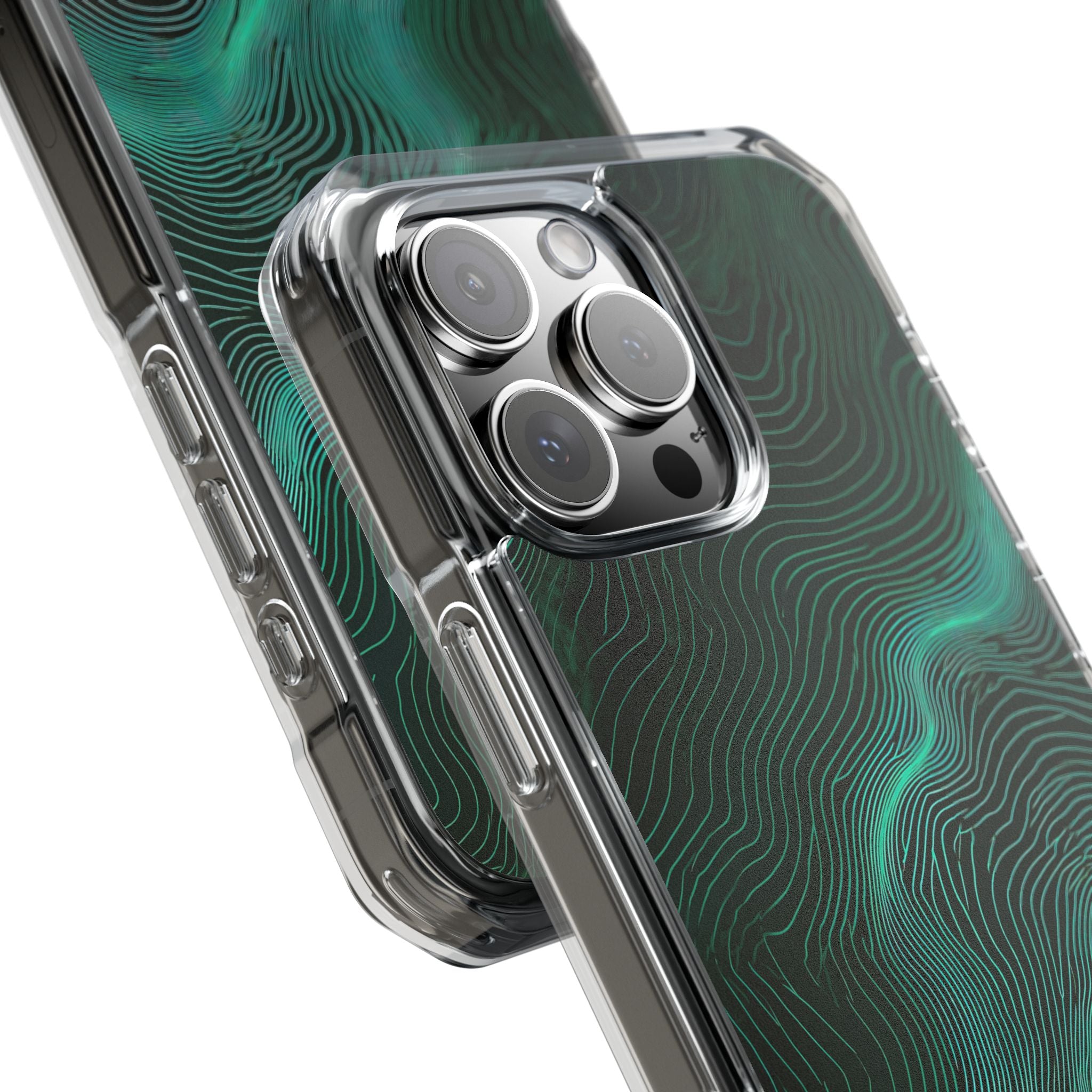 Teal Impact MagSafe Phone Case for iPhone - Neon Jade Contour