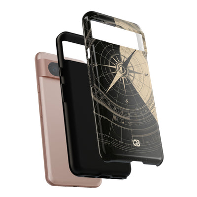 Beige Tough Phone Case for Google Pixel - Obsidian Nautical Blueprint