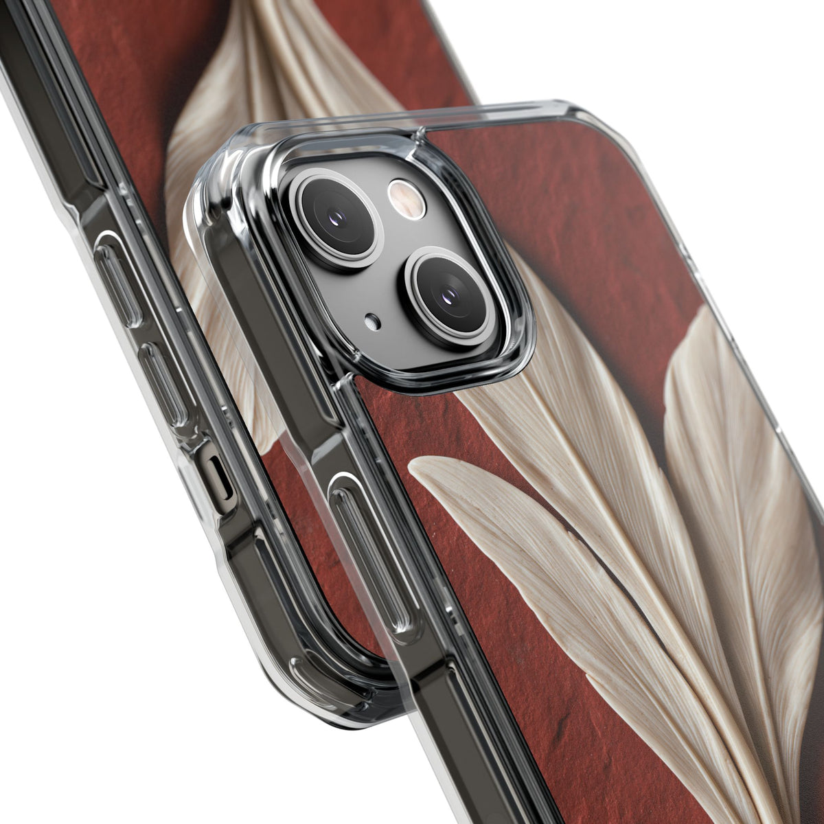 Carved Ivory Plume · Clear Impact Magnetic Phone Case for iPhone · Red