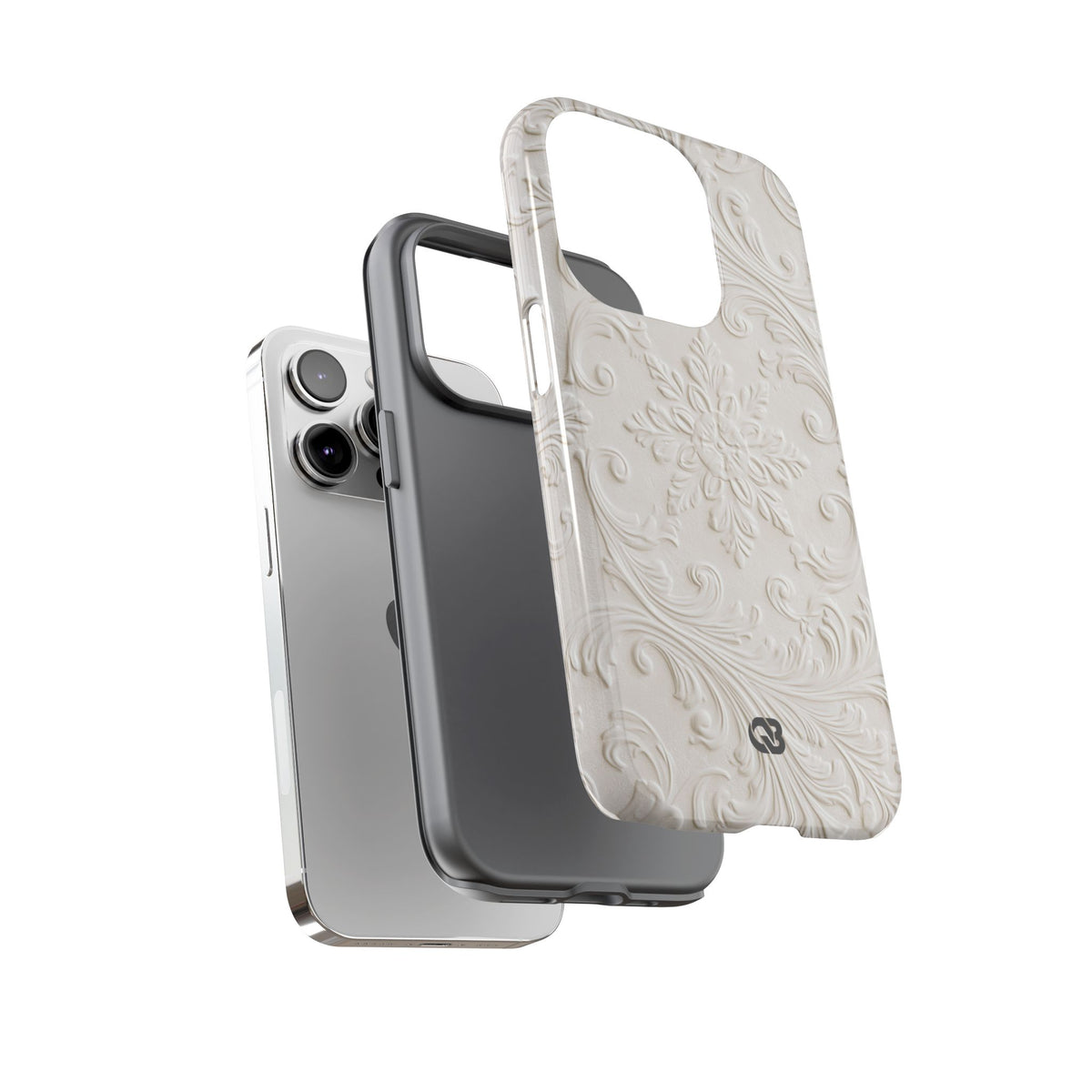 Ivory Baroque Relief · Tough Phone Case for iPhone · White