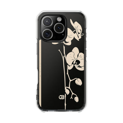Black Impact MagSafe Phone Case for iPhone - Obsidian Bone Orchid