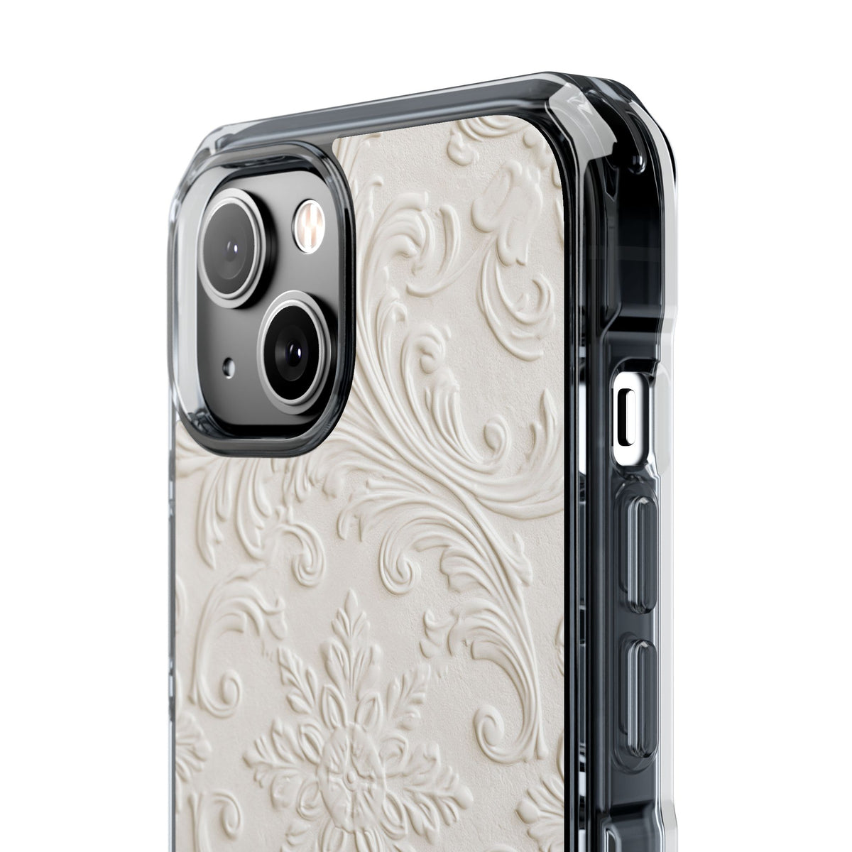 Ivory Baroque Relief · Clear Impact Magnetic Phone Case for iPhone ·  White