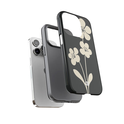 Black Tough Phone Case for iPhone - Obsidian Cream Bloom