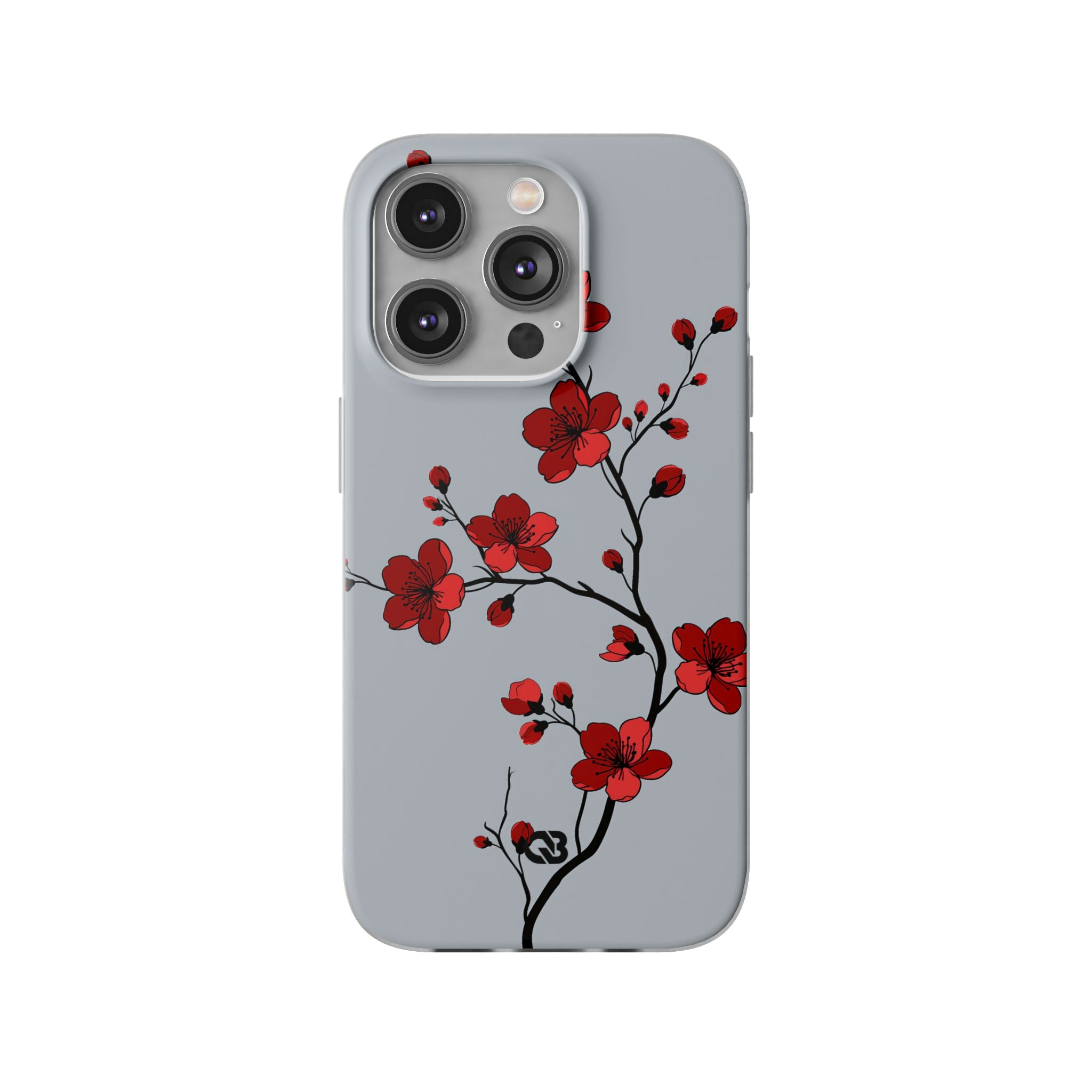 Grey Lite Phone Case for iPhone - Crimson Blossom Onyx