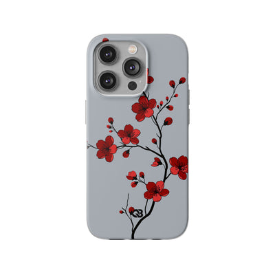 Grey Lite Phone Case for iPhone - Crimson Blossom Onyx