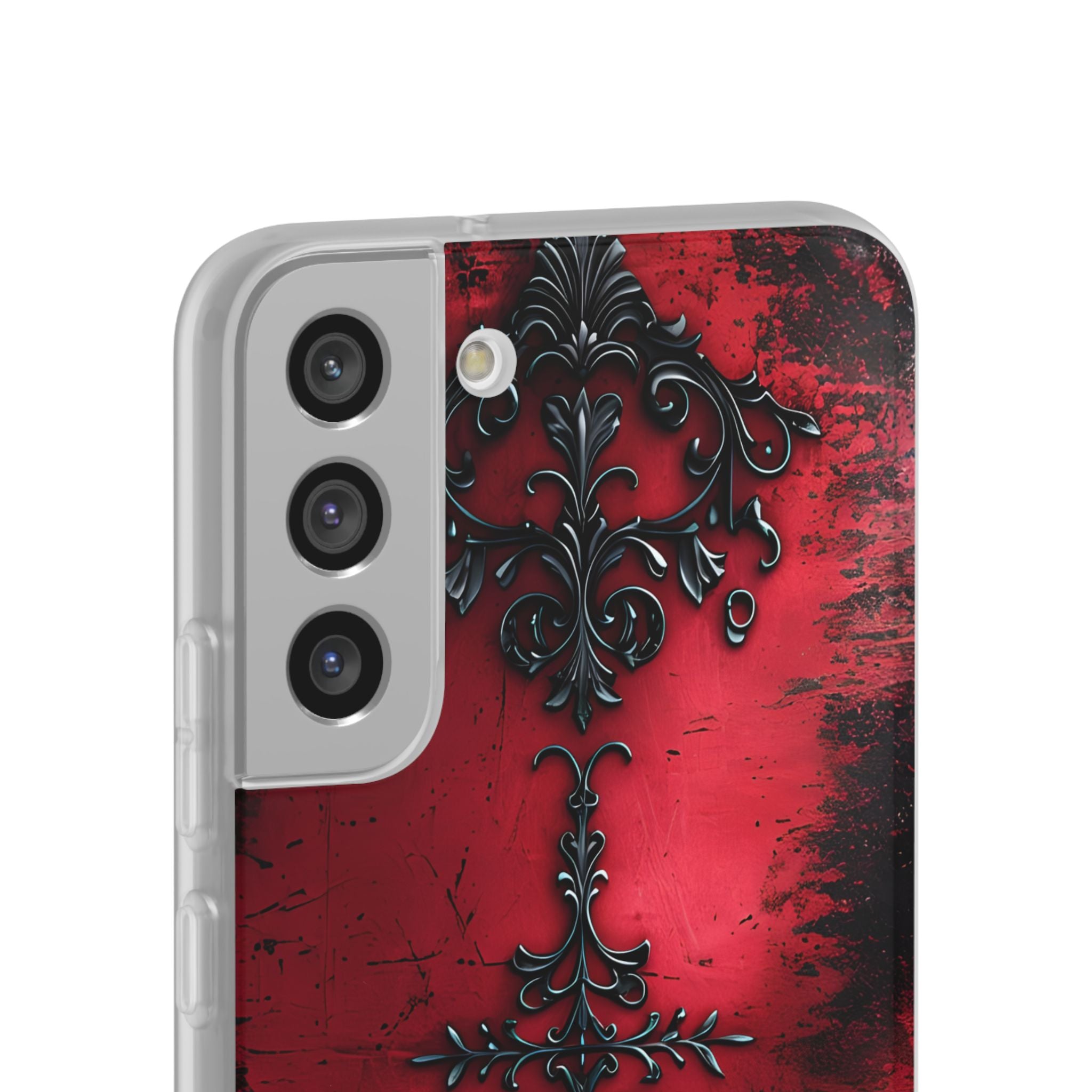 Crimson Gothic Filigree · Soft Phone Case for Samsung
