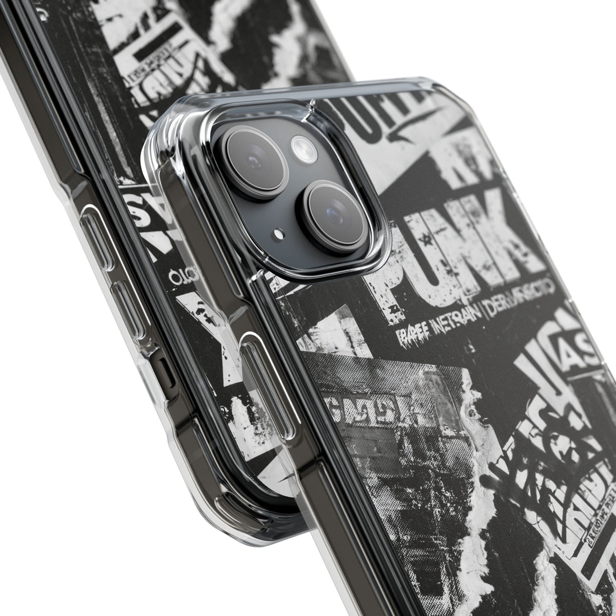 Underground Punk Collage · Clear Impact Magnetic Phone Case for iPhone · Black