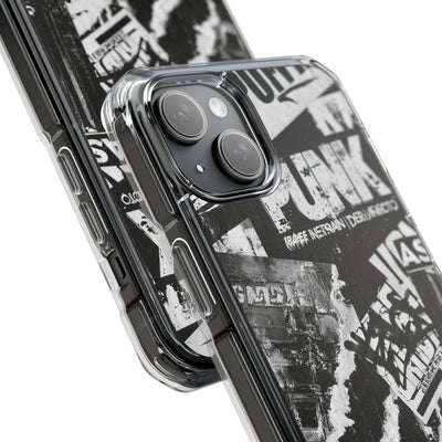 Underground Punk Collage · Clear Impact Magnetic Phone Case for iPhone · Black