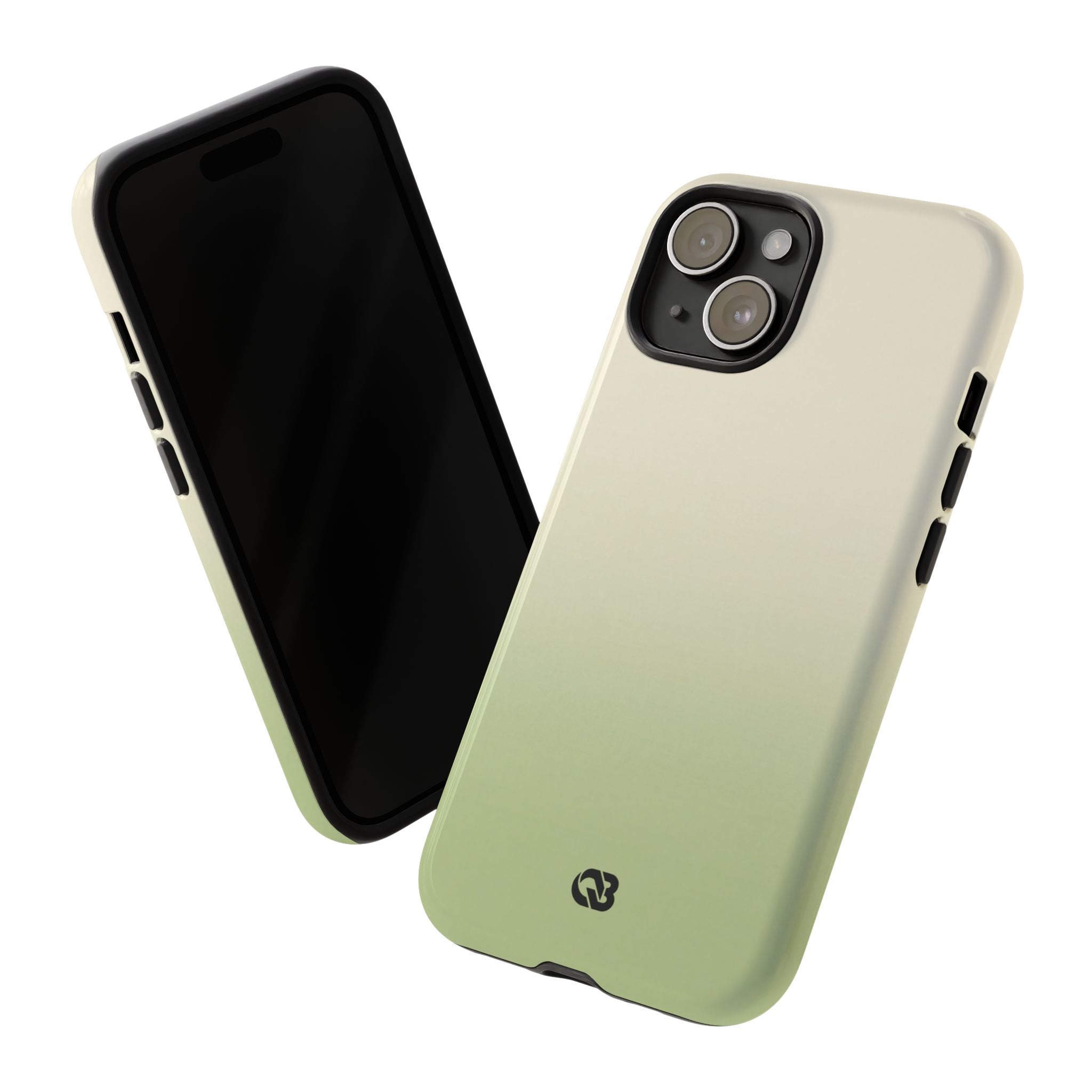 Green Tough Phone Case for iPhone - Bone Sage Fade