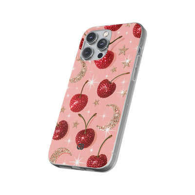 Bedazzled Ruby Cherries · Lite Phone Case for iPhone ·  Pink