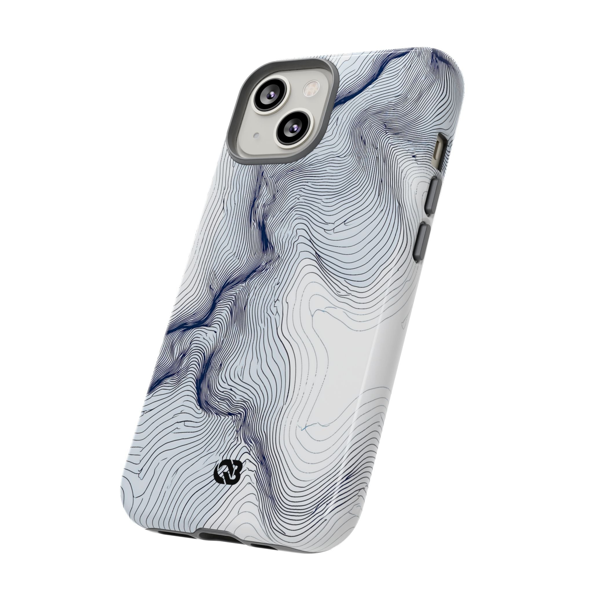 White Tough Phone Case for iPhone - Nordic Ridge Topo