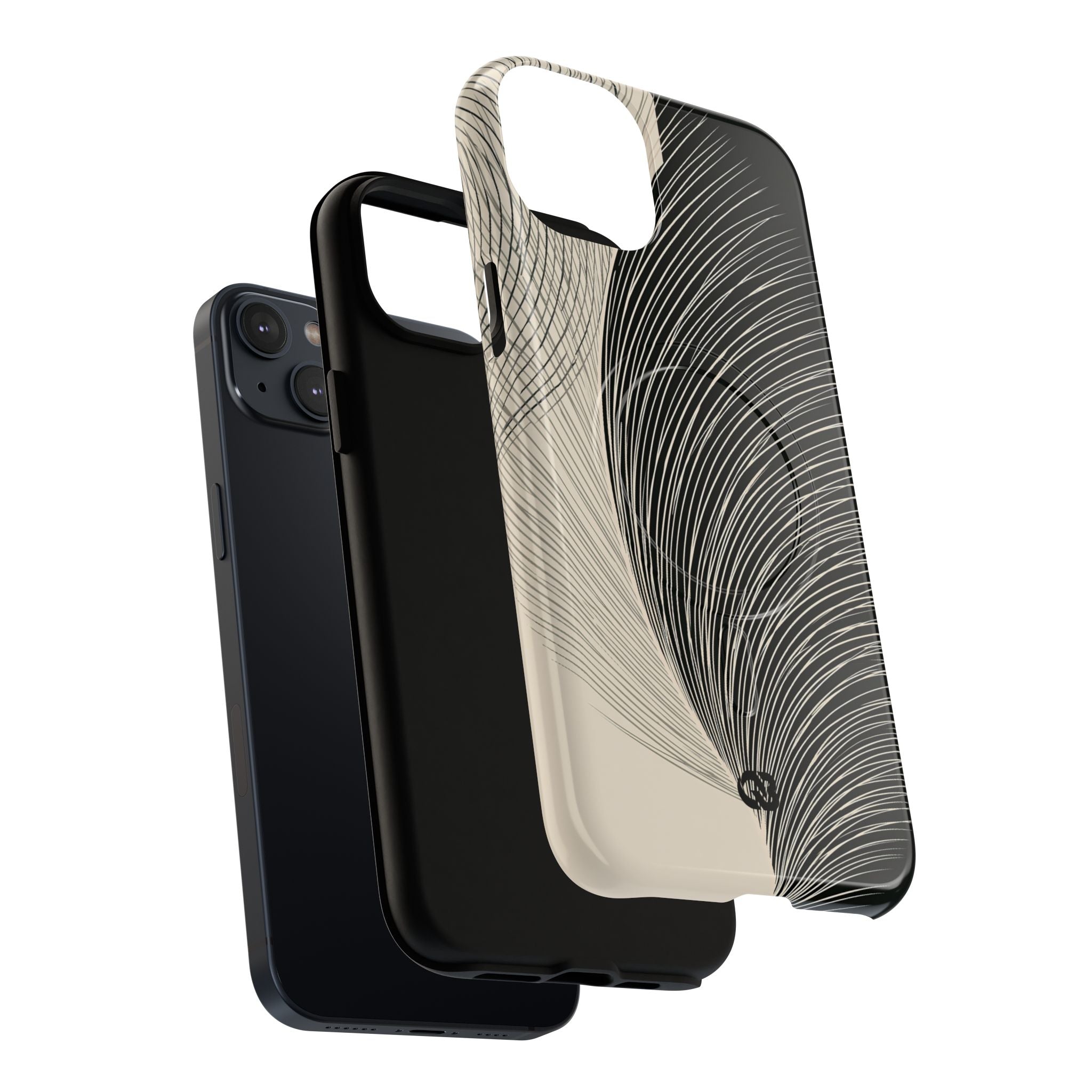 Beige Tough 2.0 Magsafe Phone Case for iPhone - Obsidian Cream Plume