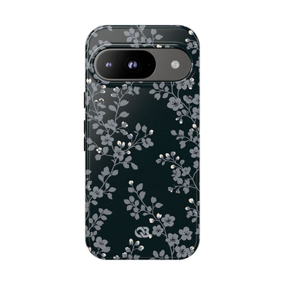 Black Tough Phone Case for Google Pixel - Midnight Slate Blossom