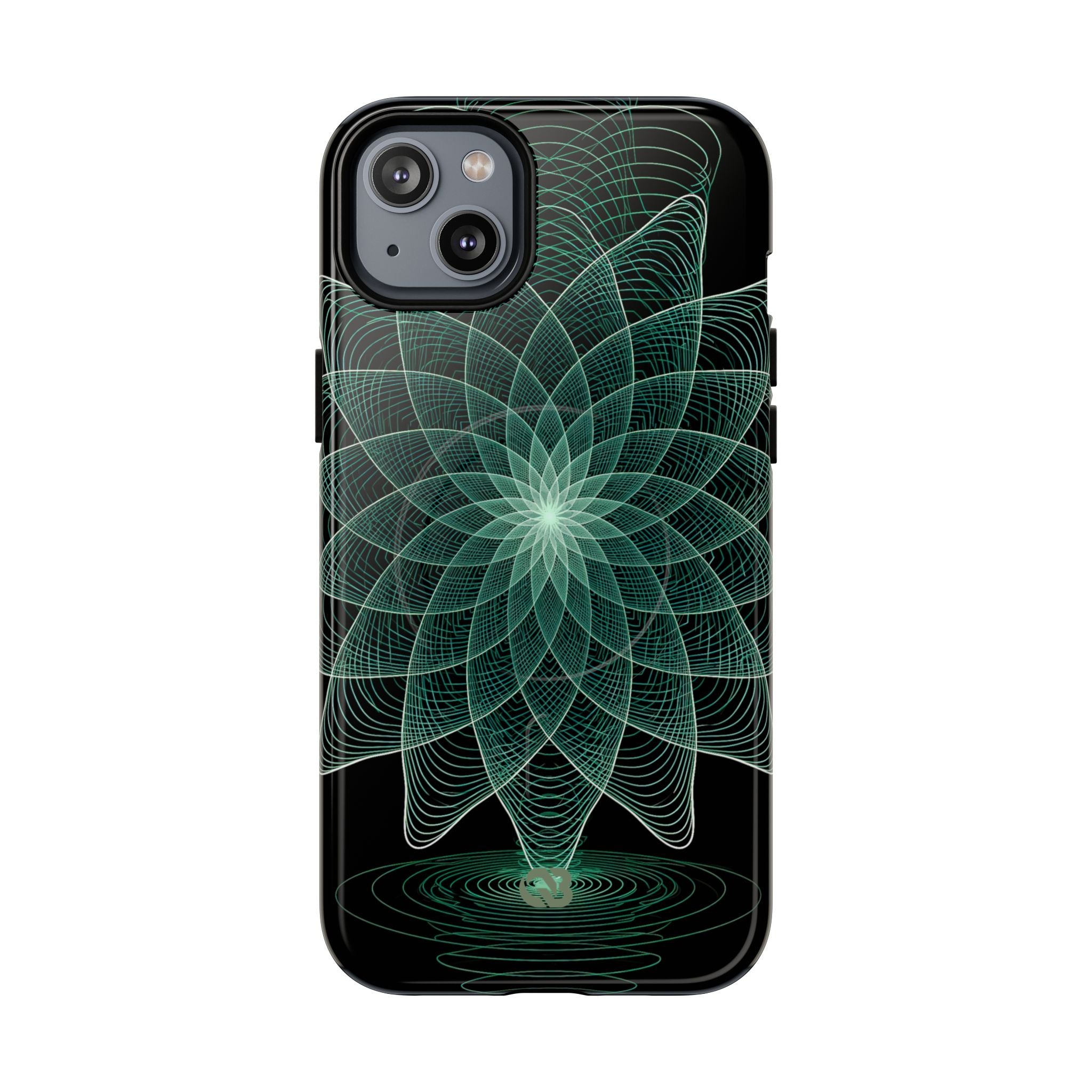 Green Tough 2.0 Magsafe Phone Case for iPhone - Cyan Signal Bloom