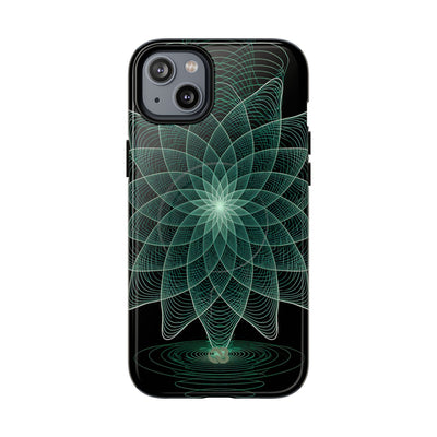 Green Tough 2.0 Magsafe Phone Case for iPhone - Cyan Signal Bloom