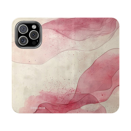 Crimson Ribbon Waves - iPhone 16 Pro Case - Wallet