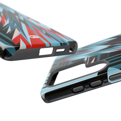 Blue Tough Phone Case for Samsung - Glitch Peak Cyan