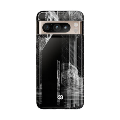 Black Tough Phone Case for Google Pixel - Ghost Urban Wireframe