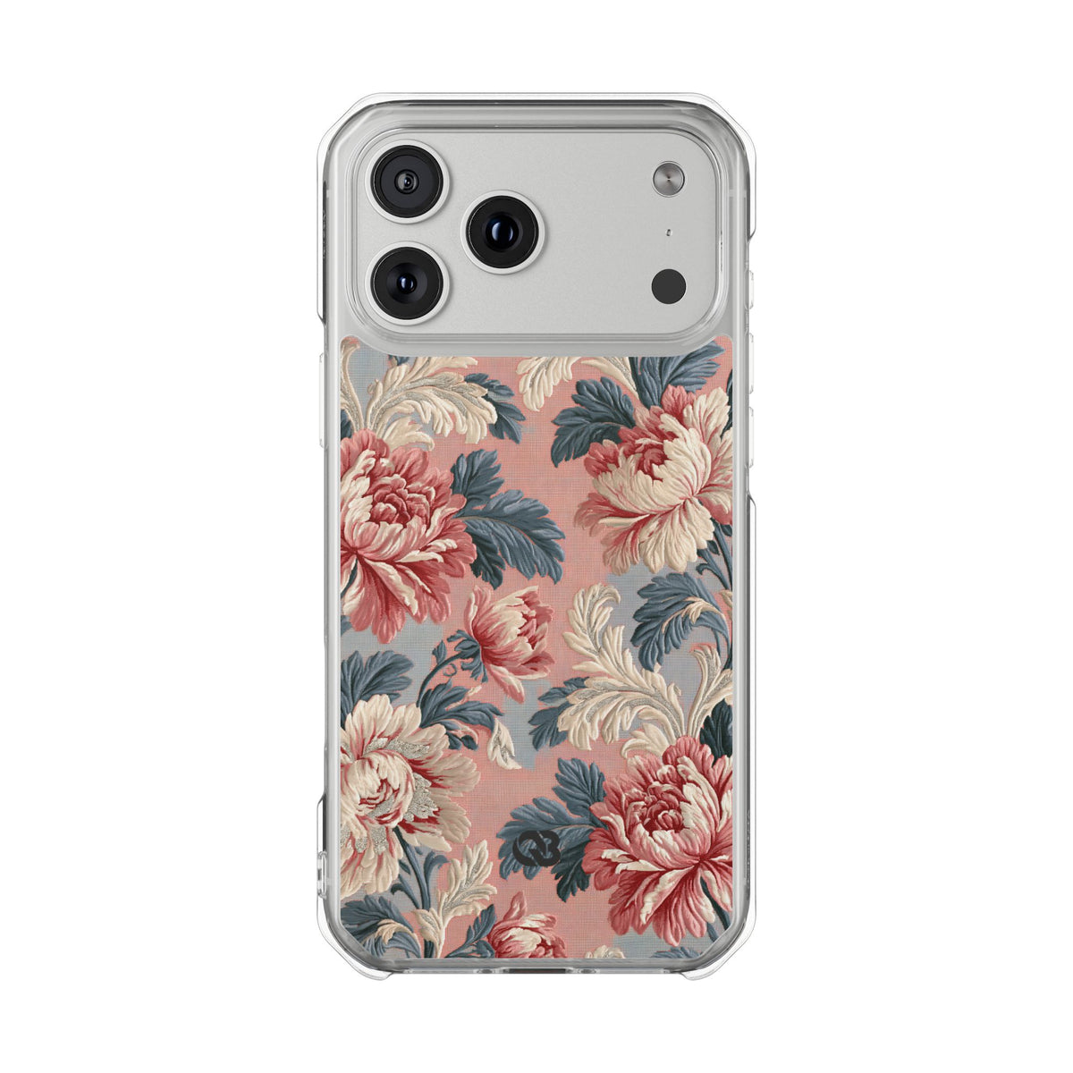 Blush Peony Jacquard · Clear Impact Magnetic Phone Case for iPhone ·  Pink