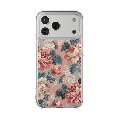 Blush Peony Jacquard · Clear Impact Magnetic Phone Case for iPhone ·  Pink