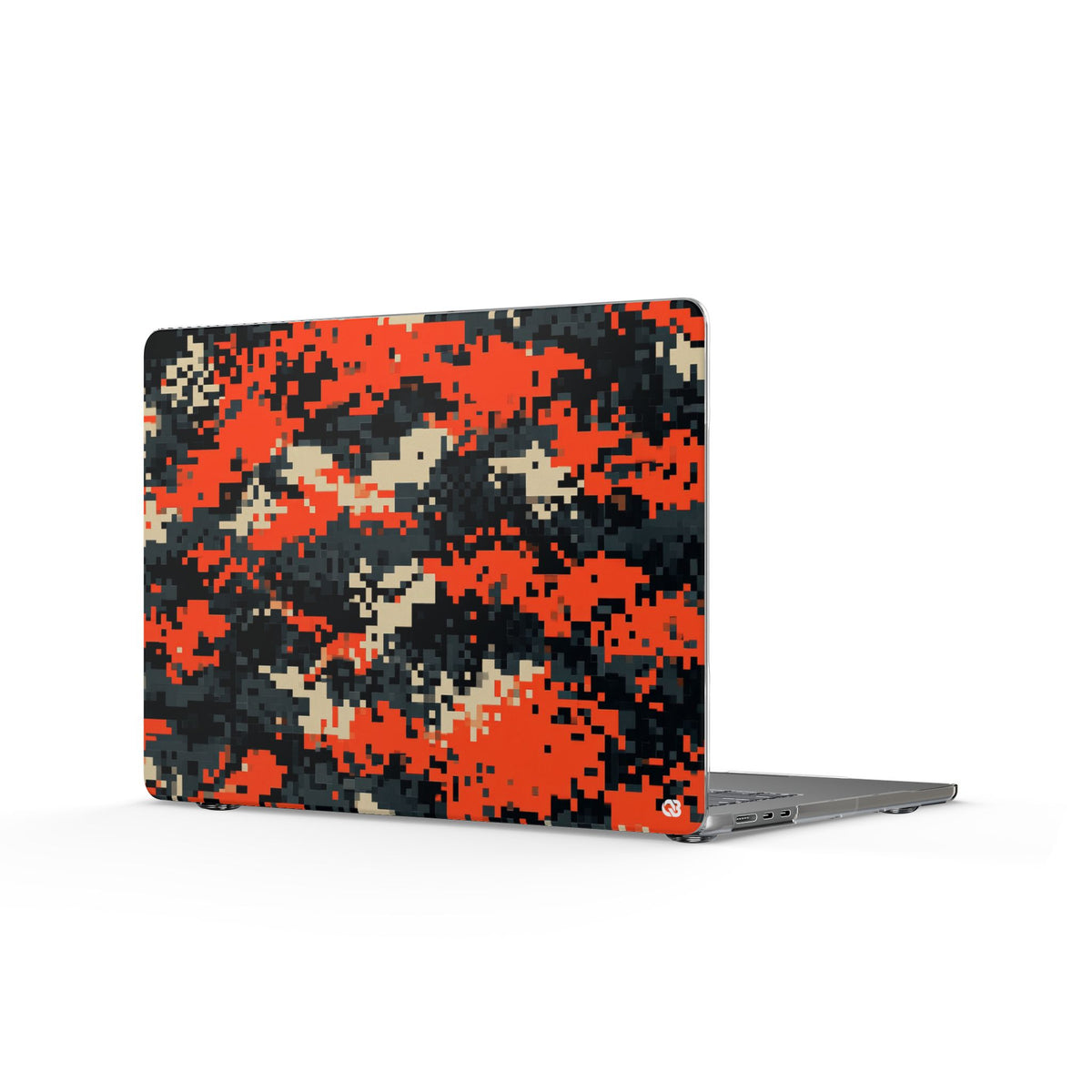 Signal Pixel Camo · Clear Hard Case for MacBook · Orange