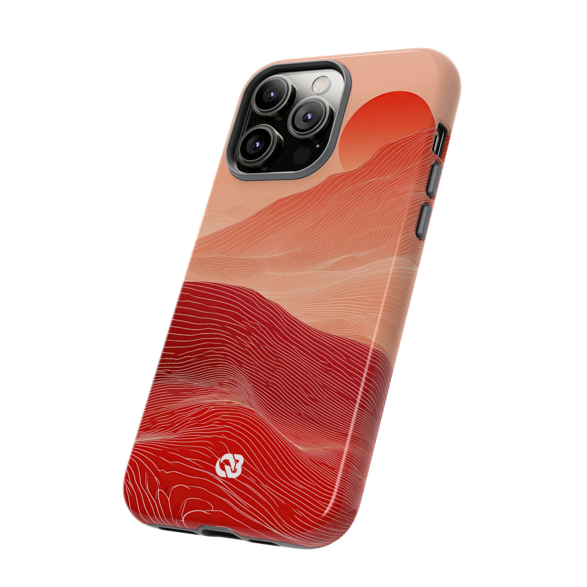 Red Tough Phone Case for iPhone - Crimson Ridge Lines