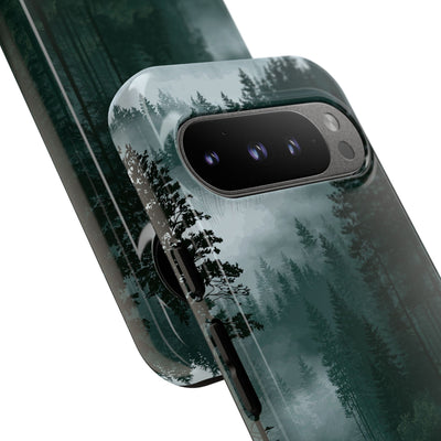 Green Tough Phone Case for Google Pixel - Misty Evergreen Mirror
