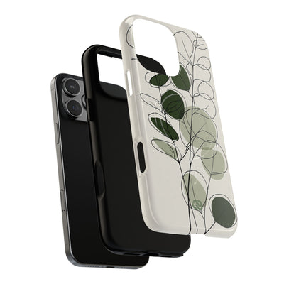 Green Tough 2.0 Magsafe Phone Case for iPhone - Muted Eucalyptus Sketch