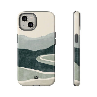 Green Tough Phone Case for iPhone - Misty Sage Valley
