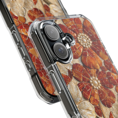 Carnelian Pearl Bloom · Clear Impact Magnetic Phone Case for iPhone · Orange