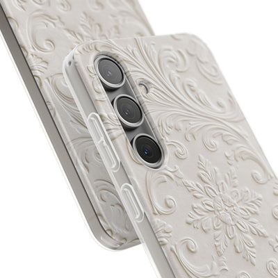 White Lite Phone Case for Samsung - Alabaster Floral Relief