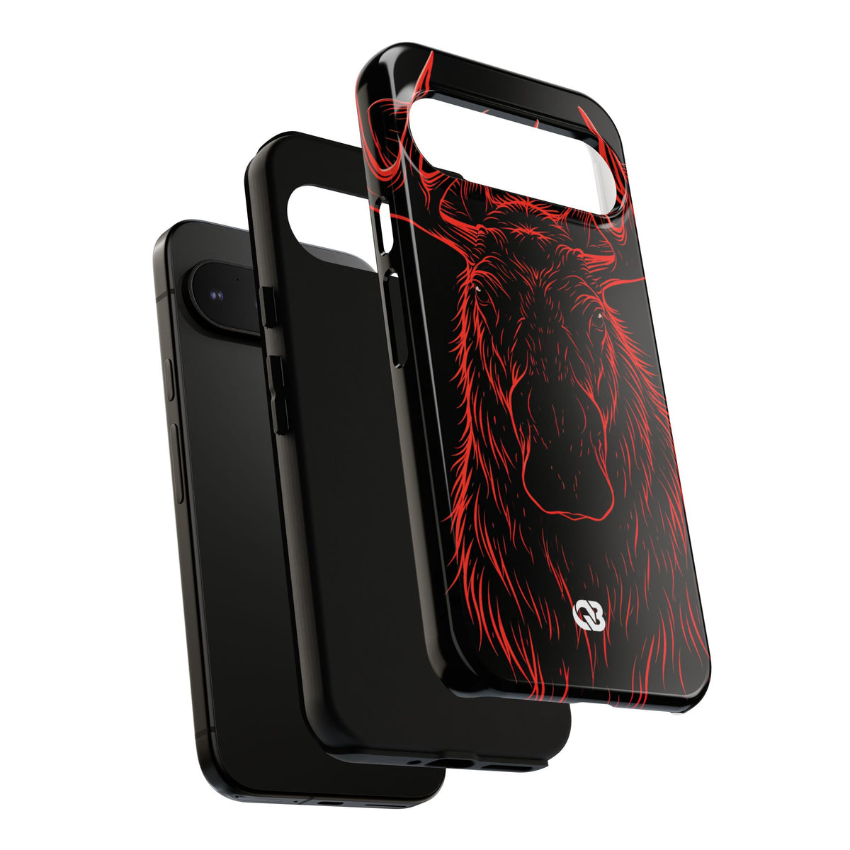 Nordic Moose Contour · Tough Phone Case for Pixel ·  Red
