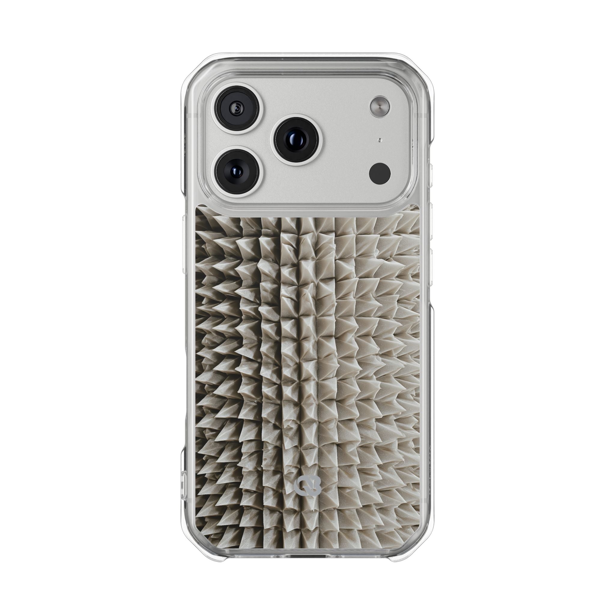Beige Impact MagSafe Phone Case for iPhone - Bone Spiked Grid