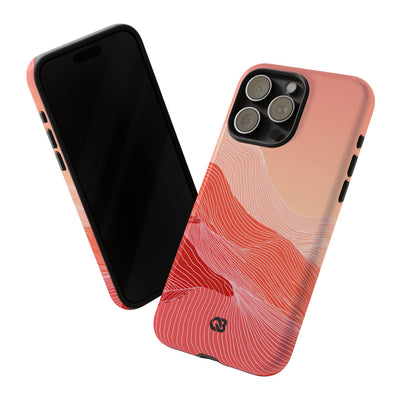 Red Tough Phone Case for iPhone - Crimson Ridge Contour