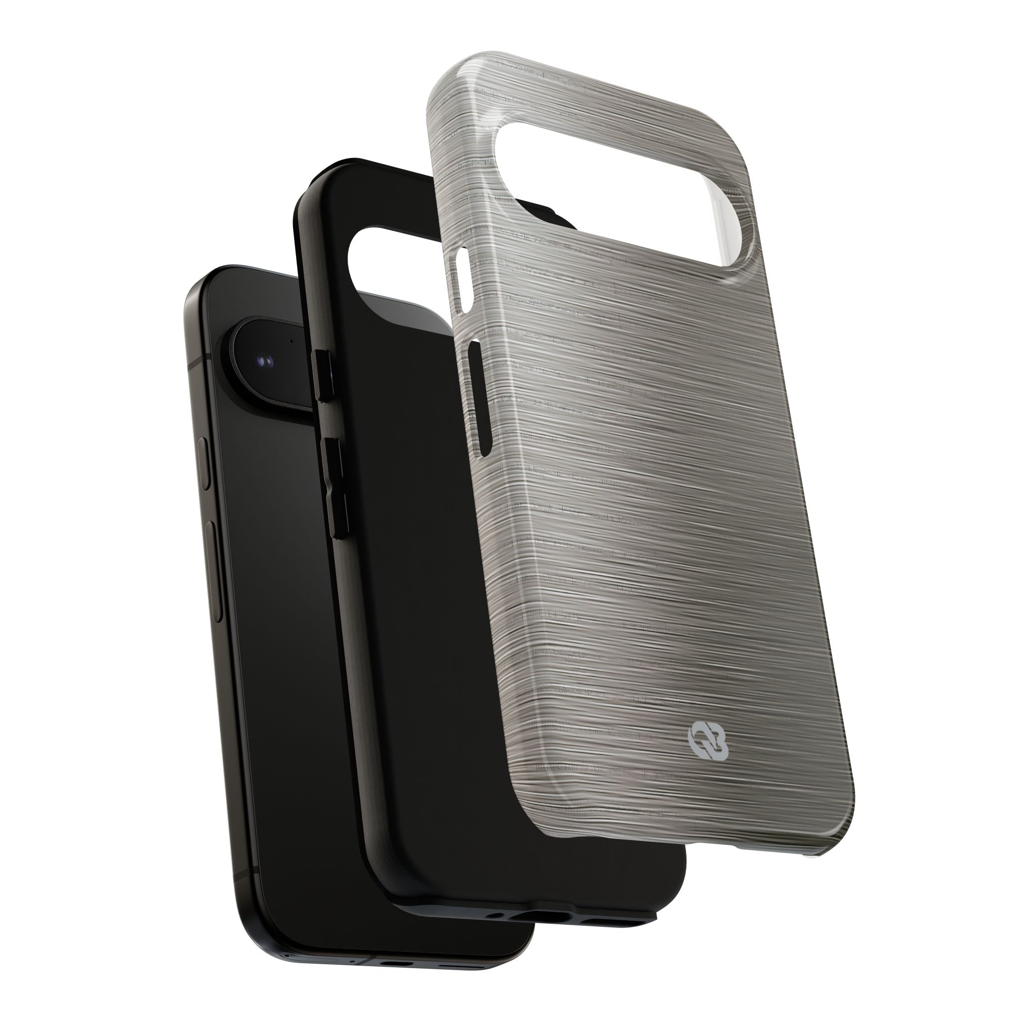 Grey Tough Phone Case for Google Pixel - Brushed Industrial Steel
