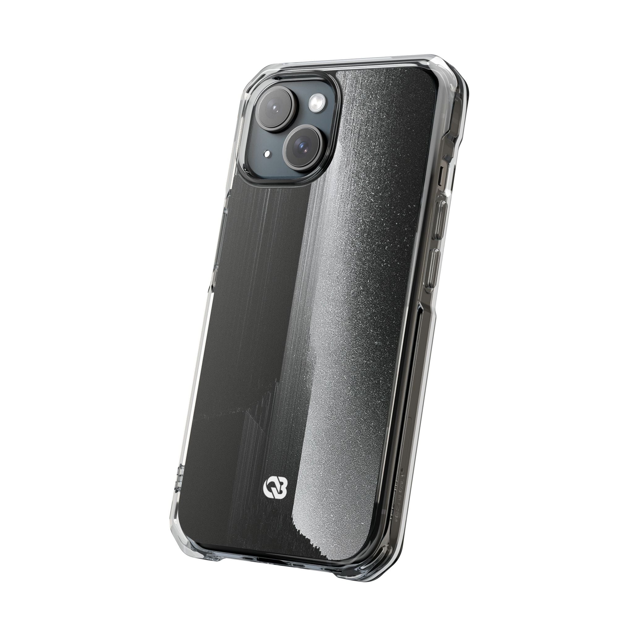Black Impact MagSafe Phone Case for iPhone - Brutalist Pixel Monolith