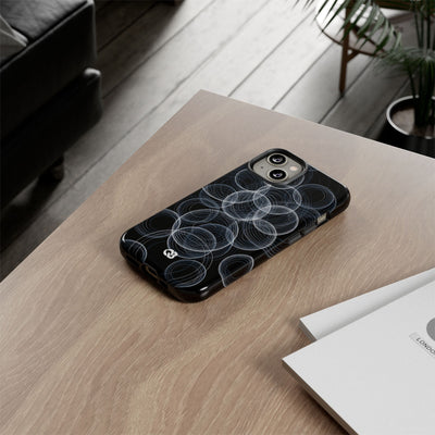 Black Tough Phone Case for iPhone - Frosted Ring Matrix