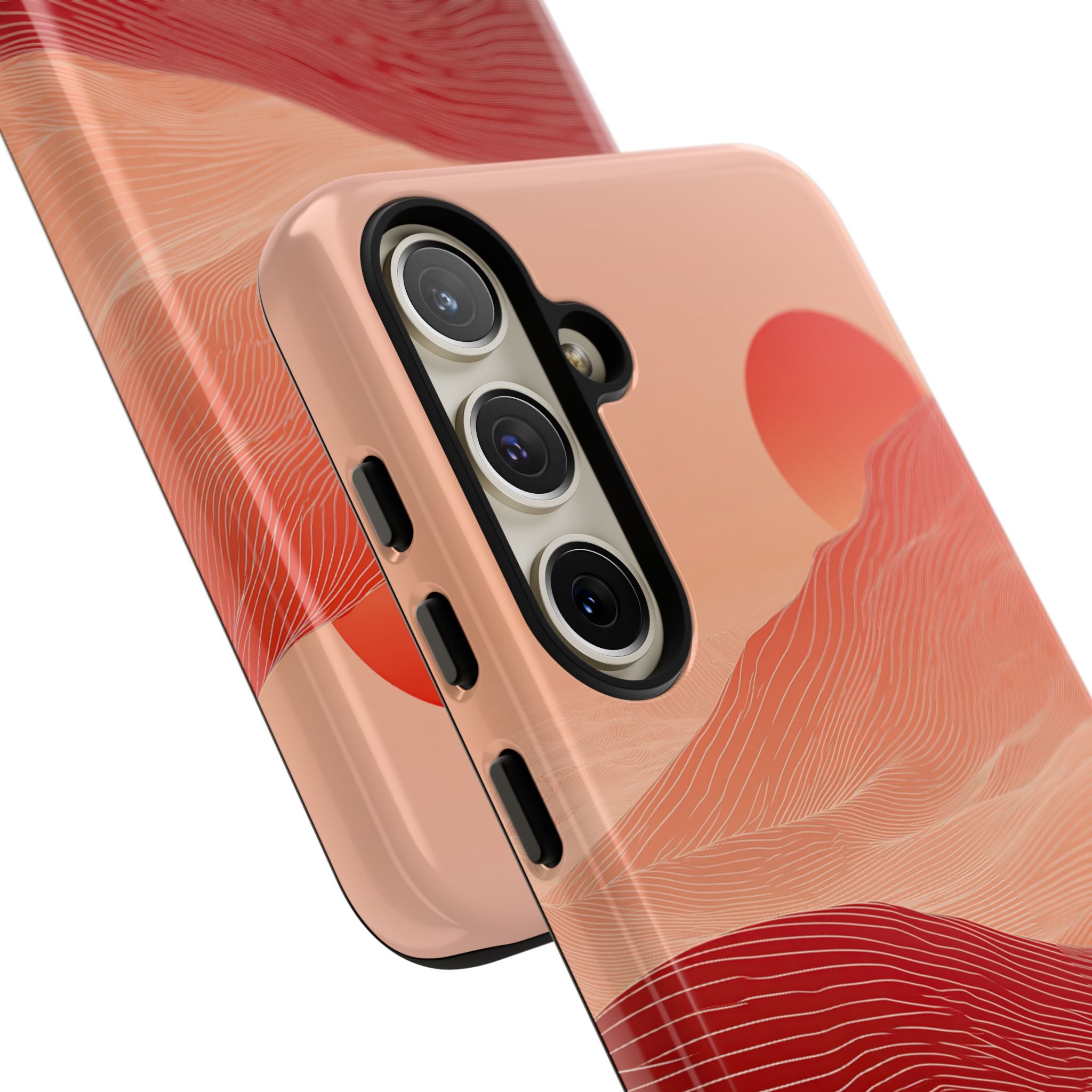 Red Tough Phone Case for Samsung - Crimson Ridge Lines