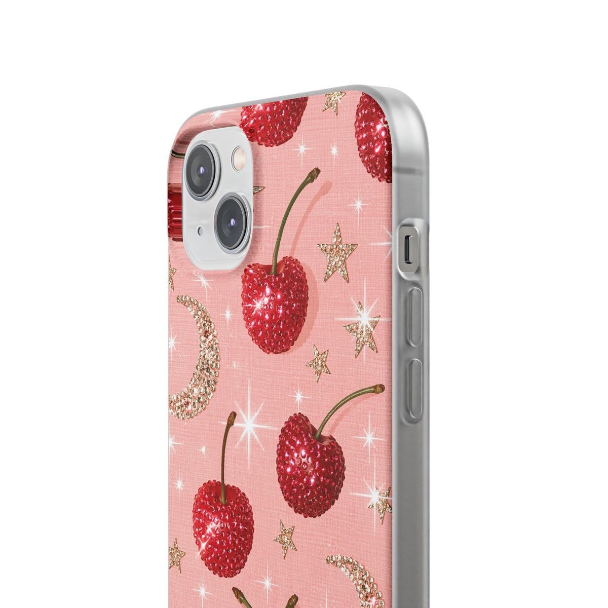 Bedazzled Ruby Cherries · Lite Phone Case for iPhone ·  Pink
