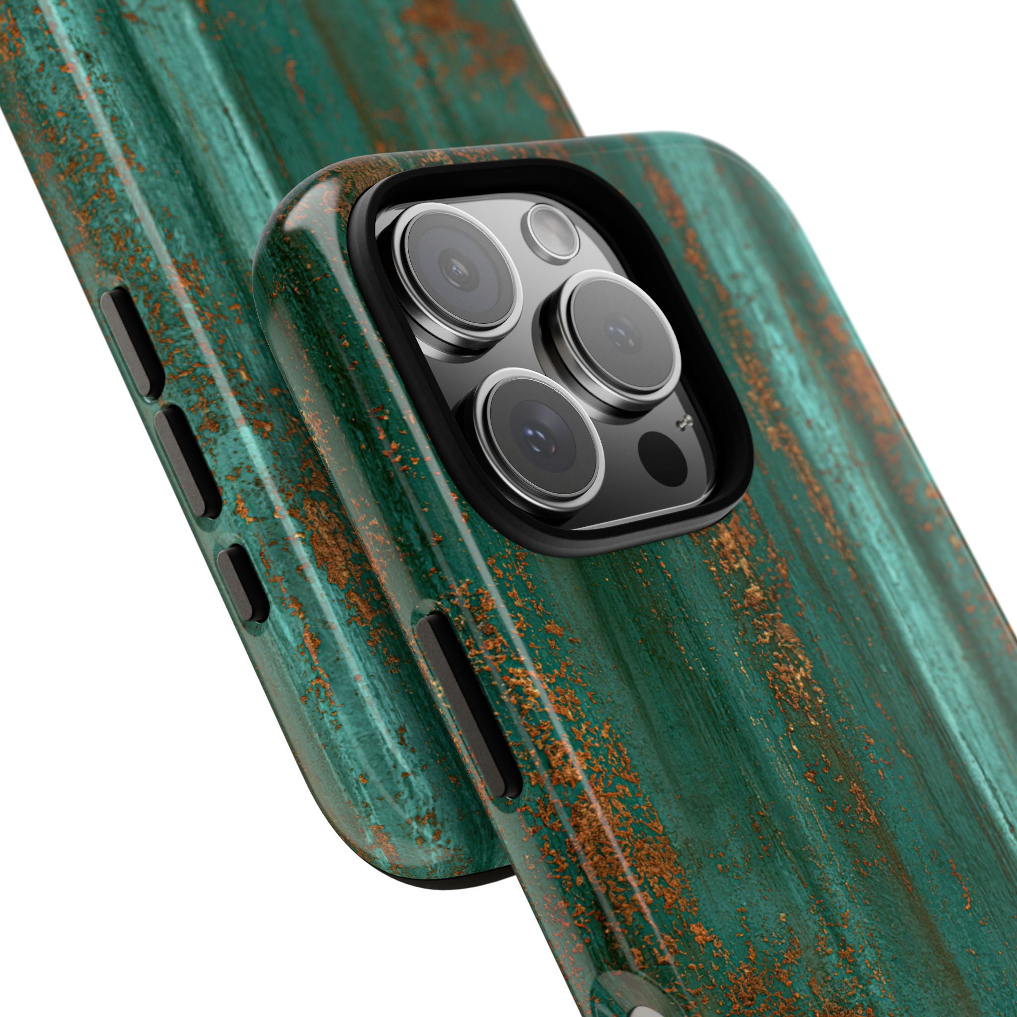 Teal Tough Phone Case for iPhone - Verdigris Copper Siding